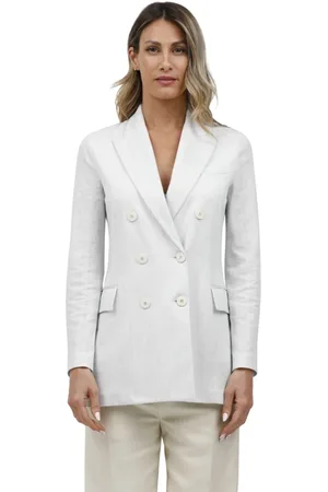 Circolo Blazers, female, , Size: M Linen and cotton double-breasted jacket