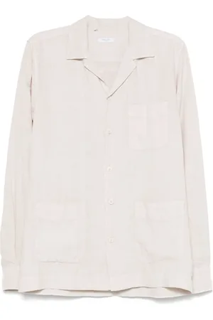Boglioli Light Jackets, male, , Size: XL Linen Bowling Collar Overshirt