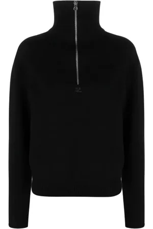 Courrèges Turtlenecks, female, , Size: M Wool Zip Sweater