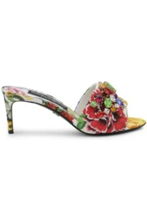 Dolce & Gabbana Heeled Mules, female, , Size: 5 US Floral Embellished Sandals