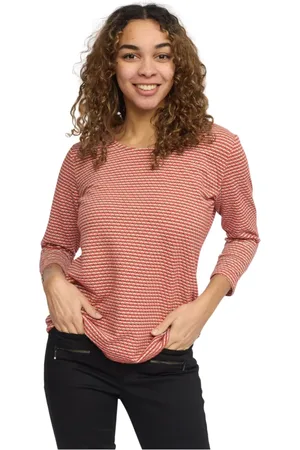2-Biz Long Sleeve Tops, female, , Size: XL Coral Blouse with ¾ Sleeves