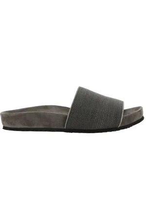 Brunello Cucinelli Sliders, female, , Size: 9 US Iconic Jeweled Flat Sandals