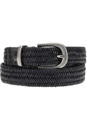 Brunello Cucinelli Belts, female, , Size: L Braided Leather Belt with Contrasting Buckle