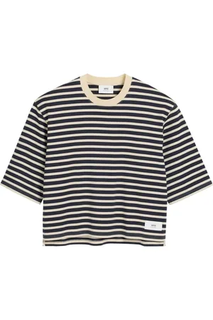 Ami T-Shirts, female, , Size: XS Black Striped Natural T-shirt