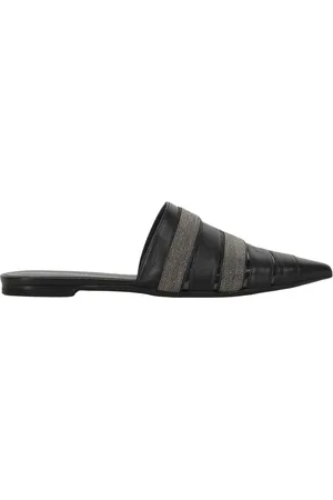 Fabiana Filippi Mules, female, , Size: 8 US Pointy Toe Leather Mules with Beads