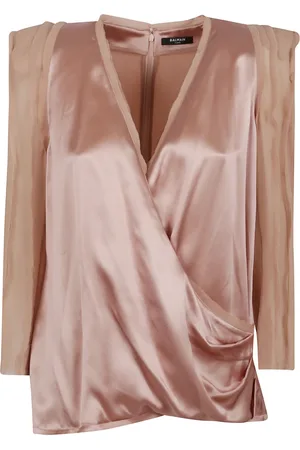 Balmain Blouses, female, , Size: M Silk Elegant Topwear Nude & Neutrals