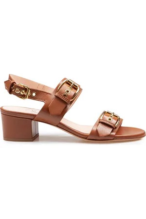AGL ATTILIO GIUSTI LEOMBRUNI High Heel Sandals, female, , Size: 8 US Leather Sandals with Maxi Buckles