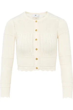 Elisabetta Franchi Cardigans, female, , Size: L Knit Top in Butter