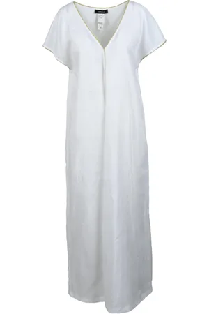 Fabiana Filippi Maxi Dresses, female, , Size: S Linen Tunic Dress with Embroidered Neckline