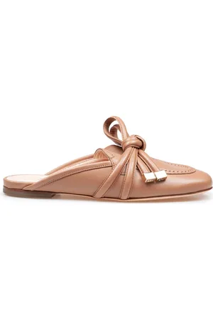 AGL ATTILIO GIUSTI LEOMBRUNI Mules, female, , Size: 6 US Leather Ribbon Mules in Cocoa Color