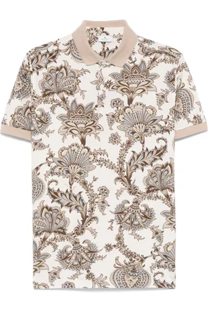 Etro Polo Shirts, male, , Size: L Bicolor Leaves Polo Shirt