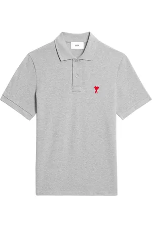 Ami Polo Shirts, male, , Size: S Cotton Heart Logo Polo Grey