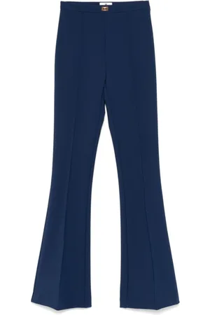 Elisabetta Franchi Wide Trousers, female, , Size: 2XL Crêpe Bell-Bottom Trousers