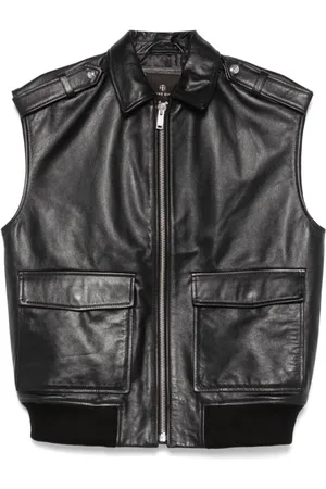 ANINE BING Vests, female, , Size: XS Leather Waistcoat with Zip Fastening