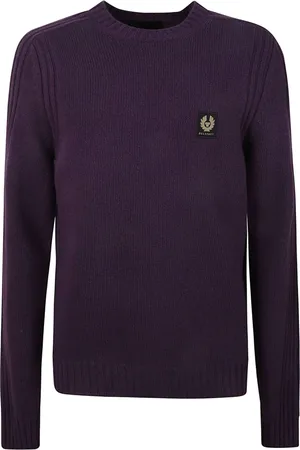 Belstaff Round-neck Knitwear, male, , Size: 3XL Dark Ink Wool Sweater