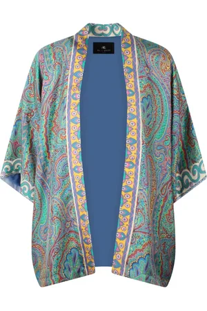 Etro Light Jackets, female, , Size: S Paisley Print Silk Kimono Sleeve Top