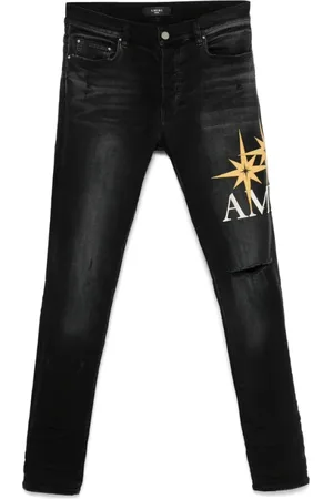 AMIRI Skinny Jeans, male, , Size: W31 Embroidered Jeans with Ripped Detailing