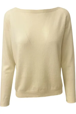 Gran Sasso Cashmere Knitwear, female, , Size: L Cashmere Boat Collar Pullover Cream