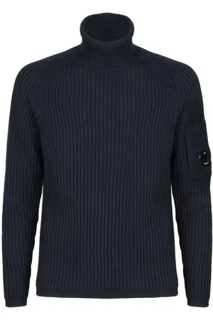 C.P. Company Turtlenecks, male, , Size: S Black Wool Sweater with Turtle Neck
