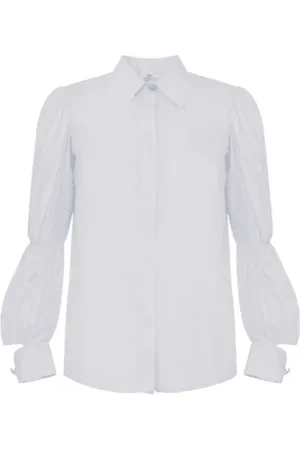 Elisabetta Franchi Shirts, female, , Size: M Cotton blouse with ruffled sleeves