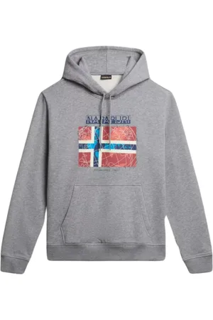 Napapijri Hoodies, male, , Size: M Long Sleeve Cotton Sweatshirt Grey