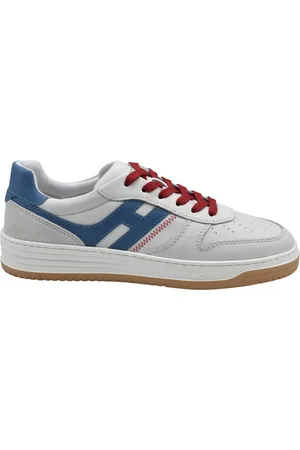 Hogan Sneakers, male, , Size: 8 US White Blue Laced Shoes Stylish