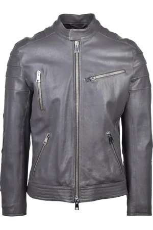 Dondup Leather Jackets, male, , Size: XL Leather Biker Jacket with Zipper