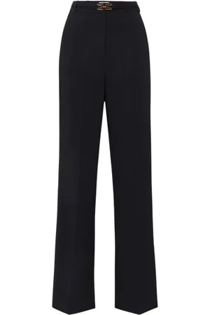 Elisabetta Franchi Straight Trousers, female, , Size: L Wide Leg Cropped Trousers