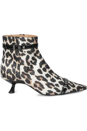Ganni Heeled Boots, female, , Size: 9 US Leopard Print Bootie with Decorative Buckle