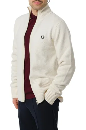 Fred Perry Cardigans, male, , Size: XL Ribbed Cardigan Wool Blend