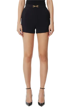 Elisabetta Franchi Short Shorts, female, , Size: 2XS Shorts in crêpe fabric with flaps and logo plaque