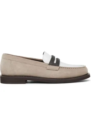 Brunello Cucinelli Loafers, female, , Size: 6 US Grey Slip-On Penny Slot Loafers