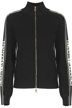 Elisabetta Franchi Cardigans, female, , Size: S Viscose Cardigan with Contrasting Bands