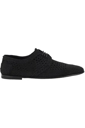 Dolce & Gabbana Business Shoes, male, , Size: 9 1/2 US Derby Lace-Up Shoes with Woven Design