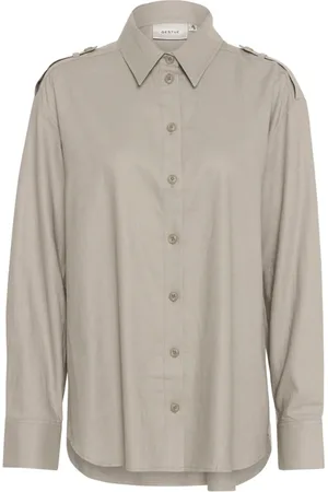 Gestuz Shirts, female, , Size: 2XS Linen Shirt Blouse with Spiky Collar