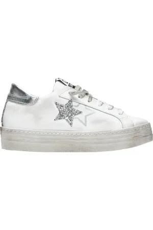 2STAR Sneakers, female, , Size: 9 US Glitter Silver Leather Sneakers