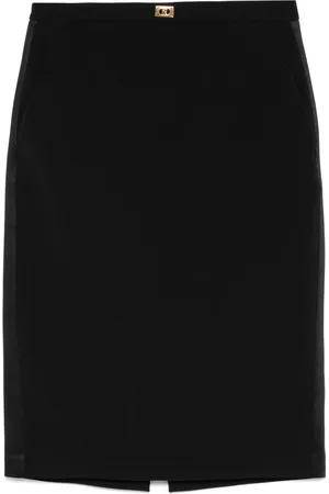 Elisabetta Franchi Midi Skirts, female, , Size: L Crêpe skirt with satin bands
