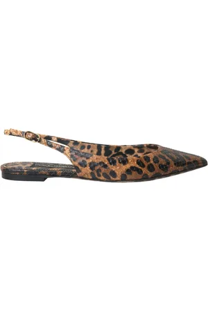 Dolce & Gabbana Ballerinas, female, , Size: 9 US Leopard Exotic Skin Slingback Shoes
