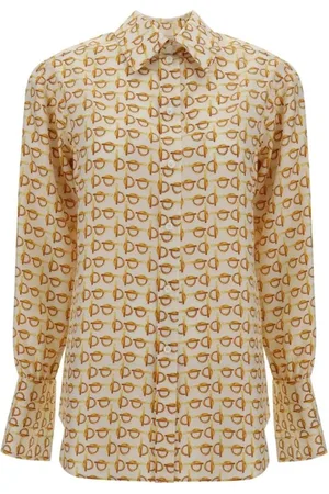 Burberry Shirts, female, , Size: XS Geometric Print Silk Shirt