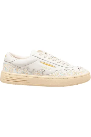 Ghoud Sneakers, female, , Size: 9 US Embroidered Leather Sneakers Ivory Color