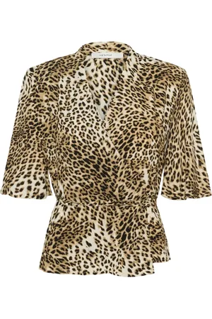 Gestuz Blouses, female, , Size: 2XS Leopard Print Wrap Top Blouse