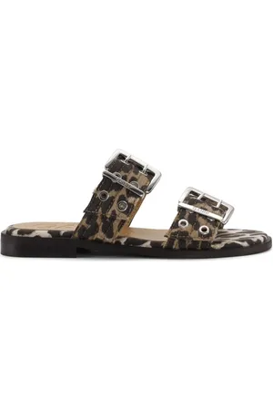 Ganni Sliders, female, , Size: 6 US Denim Print Sandal