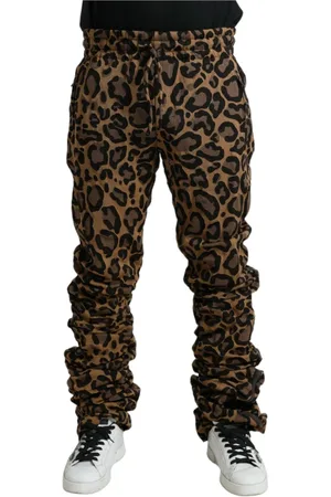 Dolce & Gabbana Slim-fit Trousers, male, , Size: M Leopard Print Jogger Pants Chic Style