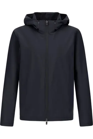 HERNO Light Jackets, male, , Size: S Navy Zip Coat Logo Print