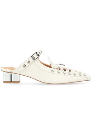 Ganni Heeled Mules, female, , Size: 10 US leather Egret mules