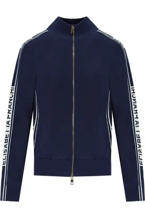 Elisabetta Franchi Zip-throughs, female, , Size: M Oltremare Cardigan With Bands