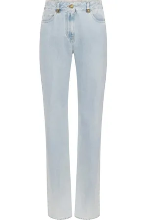 Elisabetta Franchi Straight Jeans, female, , Size: W29 Cotton Trousers with Gold Details