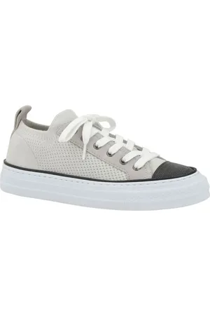 Brunello Cucinelli Sneakers, female, , Size: 10 1/2 US Mesh Cotton and Suede Sneakers