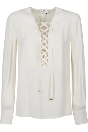 Elisabetta Franchi Blouses, female, , Size: M Georgette lace-up blouse