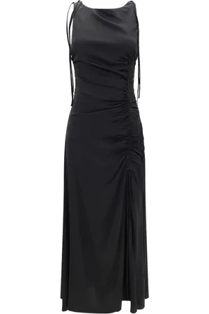 Ganni Maxi Dresses, female, , Size: XS Satin Long Dress with Lace Details